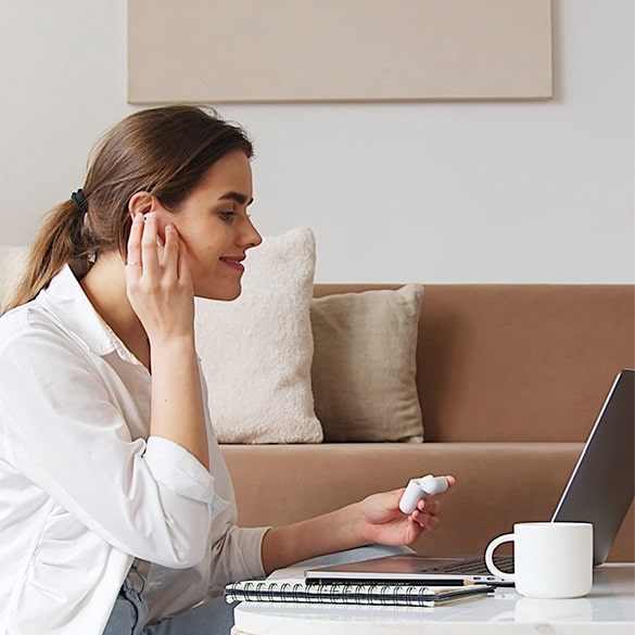 Earbuds - Earbuds are wireless earphones that connect to your phone via bluetooth. The earbuds charge automatically in the supplied case, so you can enjoy your favourite music or podcast on the go for hours!